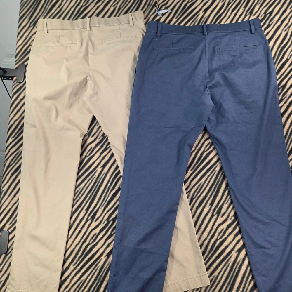 Banana Republic Slim Fit Chino Pants 2 Pack Tan Navy Blue 31x30 Mens Trousers